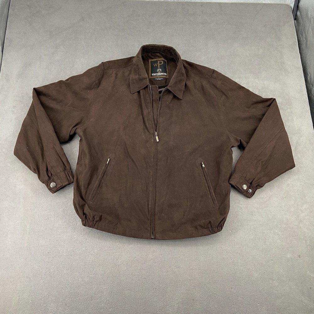 Vintage Weatherproof Jacket Mens Large Brown Full Zip Water Resistance Outdoor